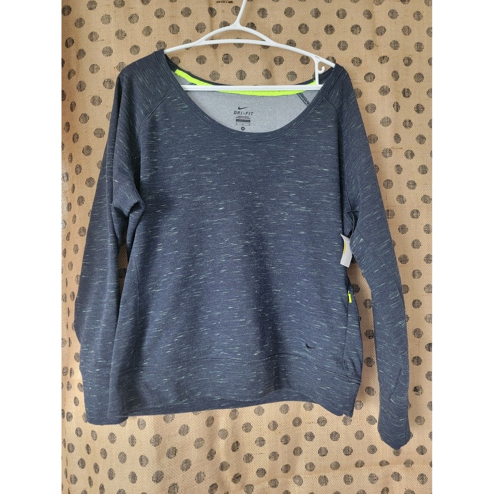 Nike Dri-FIT Heathered Navy Long Sleeve Pullover